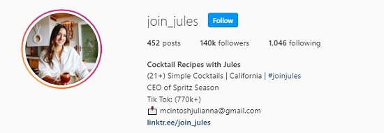 Instagram profile of Julianna McIntosh