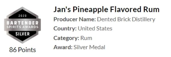 Jan's Pineapple Flavored Rum by Dented Brick Distillery