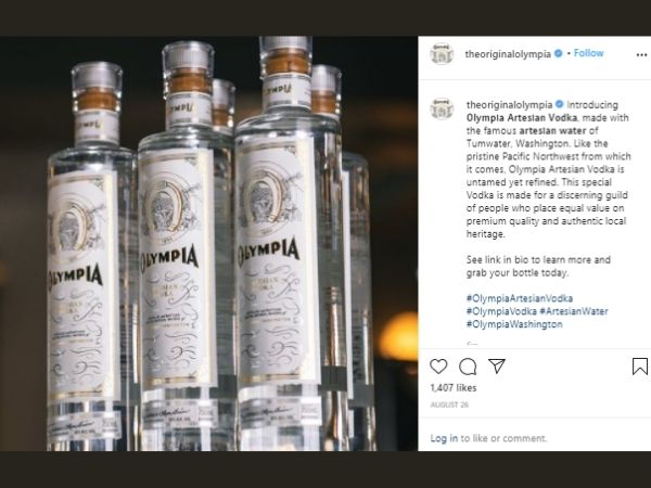 Olympia Artesian Vodka instagram